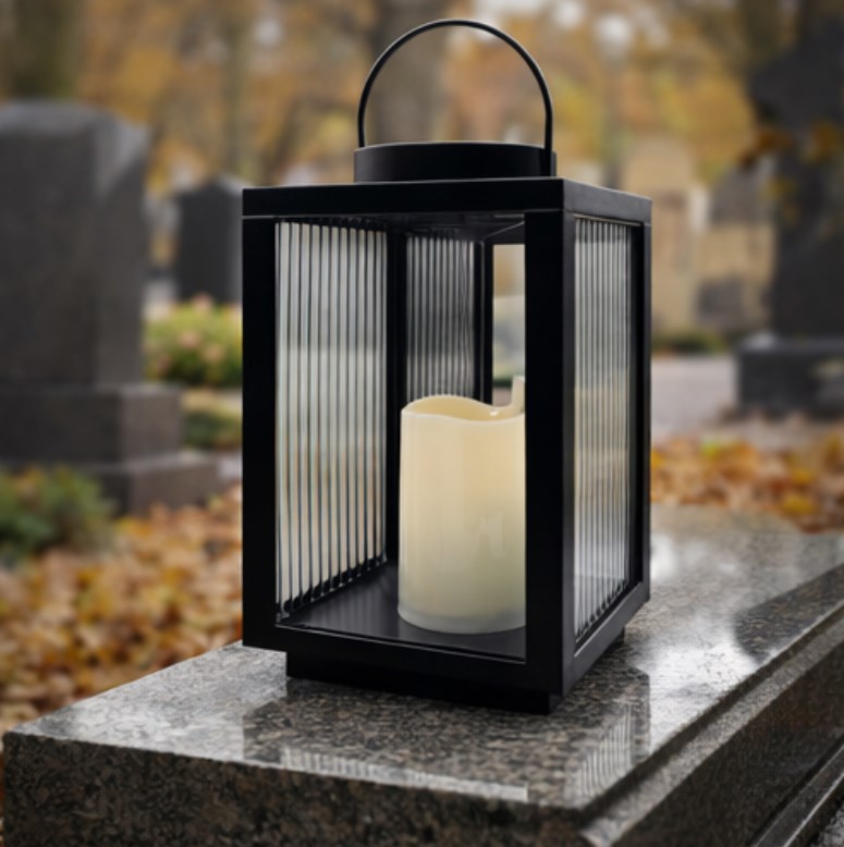 Znicz solarny LSOL Kapliczka 28 cm czarny LUKS elegancki lampion solarny